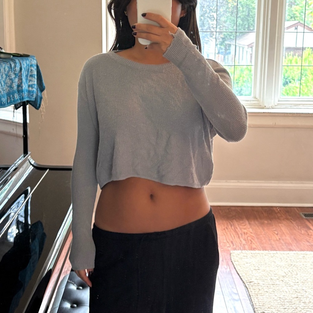 Brandy Melville Blueish Gray Knit Crop Top